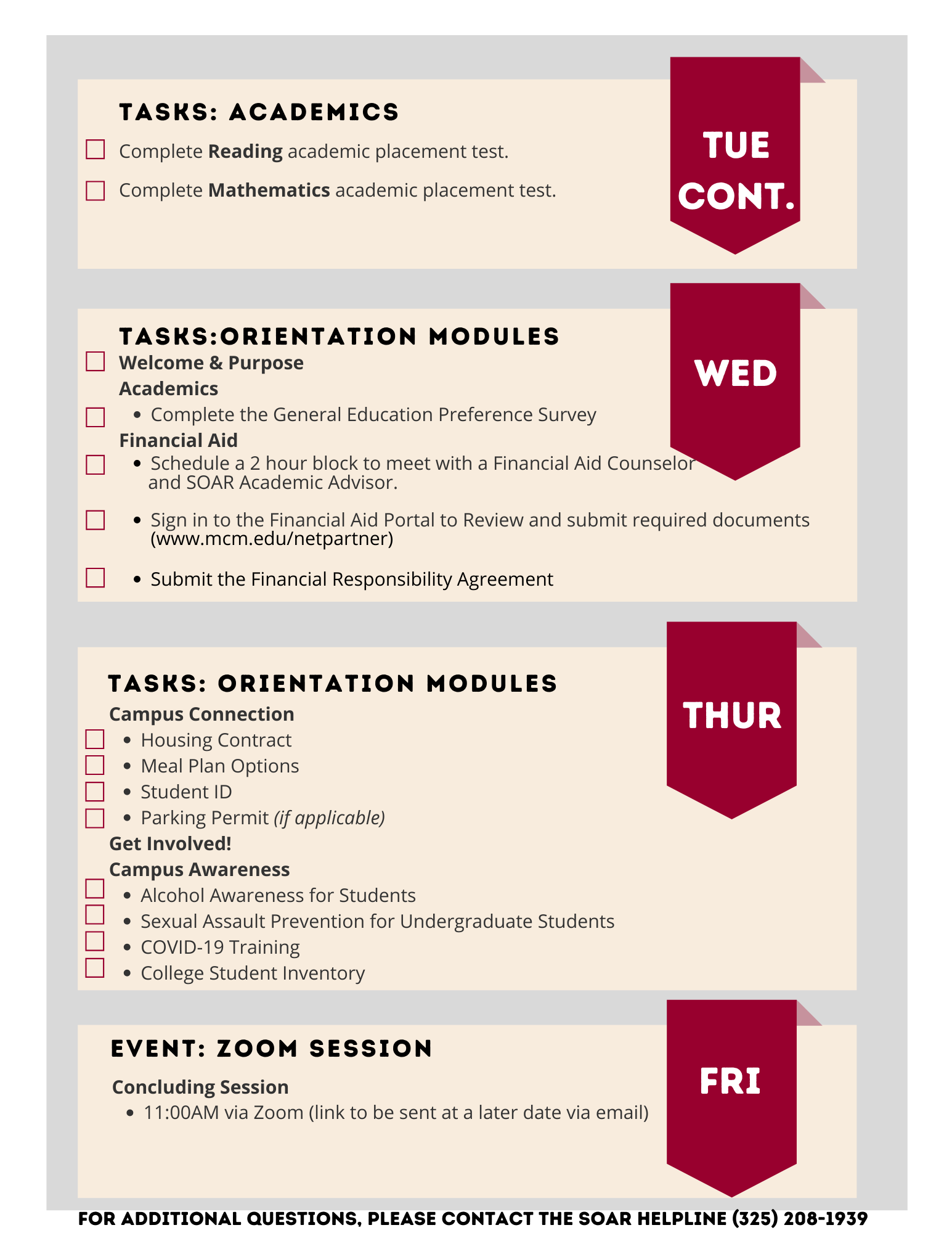 SOAR Schedule McMurry University